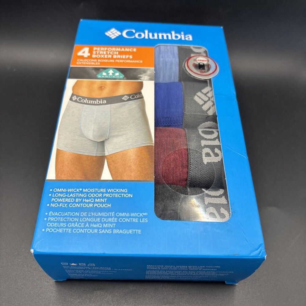 Columbia Mens Performance Stretch Boxer Briefs 4-Pack Size Small NEW